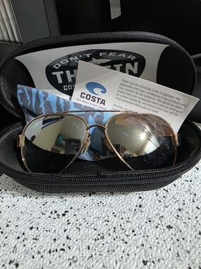 Costa Aviator Sunglasses in Gold with Mirrored Lenses